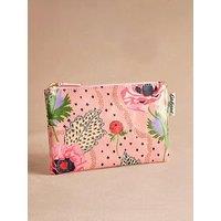 Cath Kidston Leopard Poppies Zip-Up 100% Cotton Purse - Pink