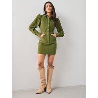 The Very Collection Long Sleeve Cord Mini Shirt Dress - Green