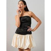 The Very Collection Strapless Satin Puff Ball Mini Dress - Black