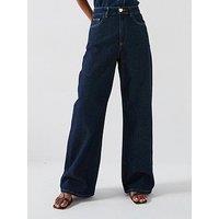 V By Very Button Detail Co-Ord Wide Jeans - Dark Wash