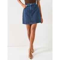 The Very Collection Denim Stripe Mini Skirt - Dark Wash