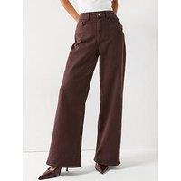 The Very Collection High Waist Wide Leg Jeans - Brown