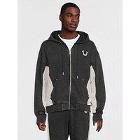 True Religion True Religion Mesh Inset Clinched Zip Up Hoodie - Black