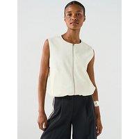 Pieces Faleah Zip Thru Utility Vest - White