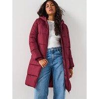 Pieces Long Puffer Jacket - Red