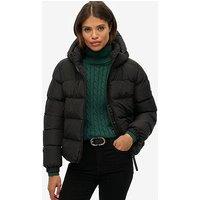 Superdry Hooded Sports Puffer Jacket - Black