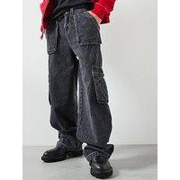 True Religion Baggy Stitch Detail Cargo Trousers - Black
