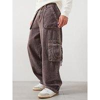 True Religion Baggy Stitch Detail Cargo Trousers - Brown