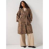 Pieces Fetina Leopard Print Trenchcoat - Multi