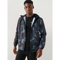 Zavetti Canada Andrioli Camo Hooded Windbreaker Jacket - Black
