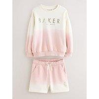 Ted Baker Girls Dip Dye Sweat Top And Shorts Set - Pink