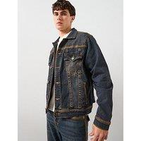 True Religion Flatlock Denim Trucker Jacket - Dark Blue