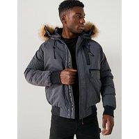 Zavetti Canada Abelli Hooded 2.0 Bomber Jacket - Dark Grey