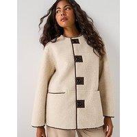 Pieces Reversible Teddy Pu Jacket - Brown