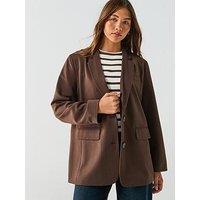 Pieces Kamil Long Sleeve Loose Blazer - Brown