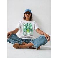 V By Very Palm Oversized Graphic Tee - White