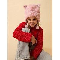 Accessorize Girls Fluffy Cat Chullo Hat - Pink