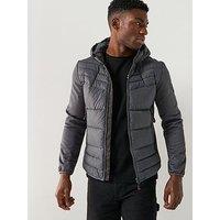 Zavetti Canada Lazino Hybrid Logo Padded Jacket - Dark Grey