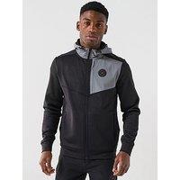 Zavetti Canada Ronia Zip Through Rubberised Logo Panelled Hoodie - Black