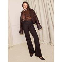 Michelle Keegan Slim Leg Flood Jeans - Brown