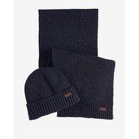 Barbour Carlton Fleck Knitted Beanie & Scarf Gift Set - Brown