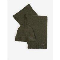 Barbour Carlton Fleck Knitted Beanie & Scarf Gift Set - Brown