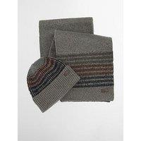 Barbour Branton Knitted Beanie & Scarf Gift Set - Brown