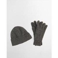 Barbour Carlton Knitted Beanie & Gloves Gift Set - Grey