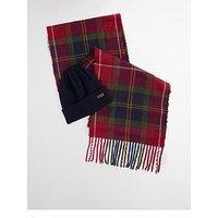 Barbour Swinton Beanie & Scarf Gift Set - Dark Red