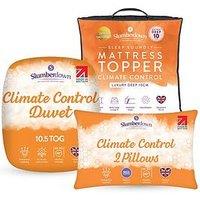 Slumberdown 10.5 Tog Climate Control Bedding Bundle (Duvet + 10Cm Mattress Topper + Pillows)
