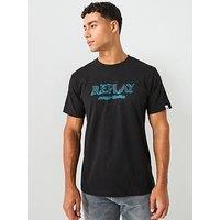 Replay Denim Good Neon Printed T-Shirt - Black