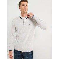 Barbour Rocton Knitted Long Sleeve Polo Shirt - Grey