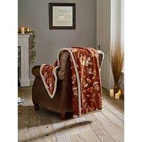 Deyongs Autumnal Woodland Sherpa Throw 130X170Cm