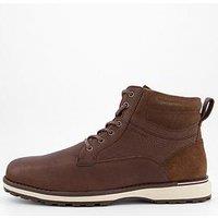 Tommy Hilfiger Corporate Leather Lace Up Boots - Brown