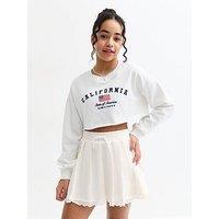 New Look 915 Girls White Broderie Anglaise Trim Skort - Yellow