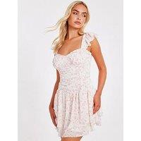 Quiz White Chiffon Ditsy Floral Dress