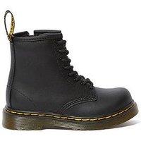 Dr Martens Toddler 1460 8 Eye Leather Lace Up Boot With Side Zip - Black