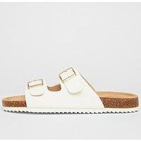 Quiz White Double Buckle Flat Sandals