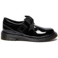 Dr Martens Junior Polley Ii Bow J T Bar Patent Shoe - Black