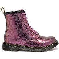 Dr Martens Youth 1460 Y 8 Eye Boot Copper Pink Shift Reptile Emboss - Black