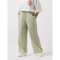 Yours Curve Wide Leg Trouser - Green