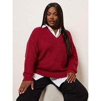 Yours Curve Drop Shoulder Jumper - Red