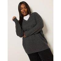 Yours Curve Drop Shoulder Jumper - Grey