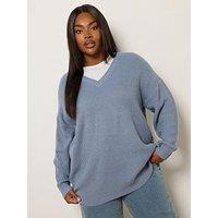 Yours Curve Drop Shoulder Jumper - Blue