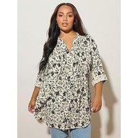 Yours Curve Pintuck Blouse - Natural