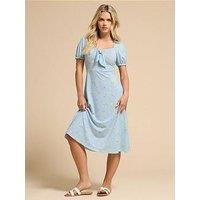 Pixiegirl Petite Tie Front Midi Dress - Blue