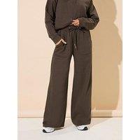 Pixiegirl Petite Patch Pocket Wide Leg Jogger - Brown