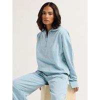 Pixiegirl Petite Funnel Neck Zip Sweatshirt - Blue