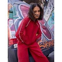 Pixiegirl Petite Piping Zip Thru Sweatshirt - Red