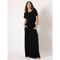 Long Tall Sally Shirred Waist Maxi Dress - Black
